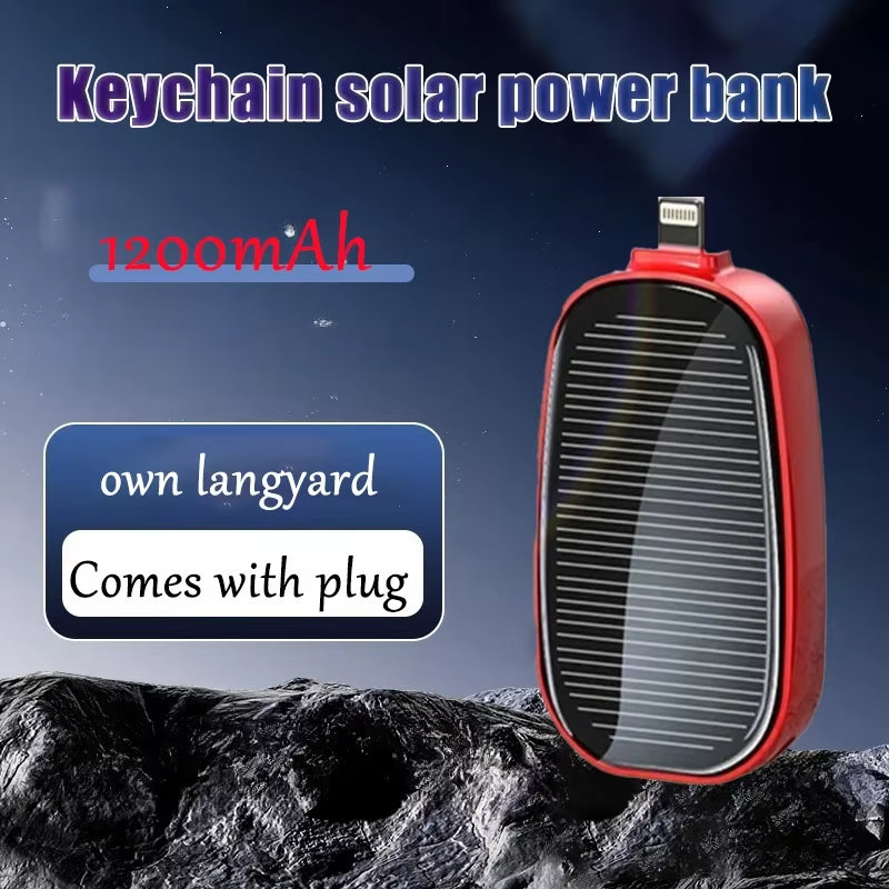 Solar Power Bank Mini Key Ring Portable Charger 1200Mah Outdoor Camping External Battery Emergent Power Cargador Portátil 보조배터리