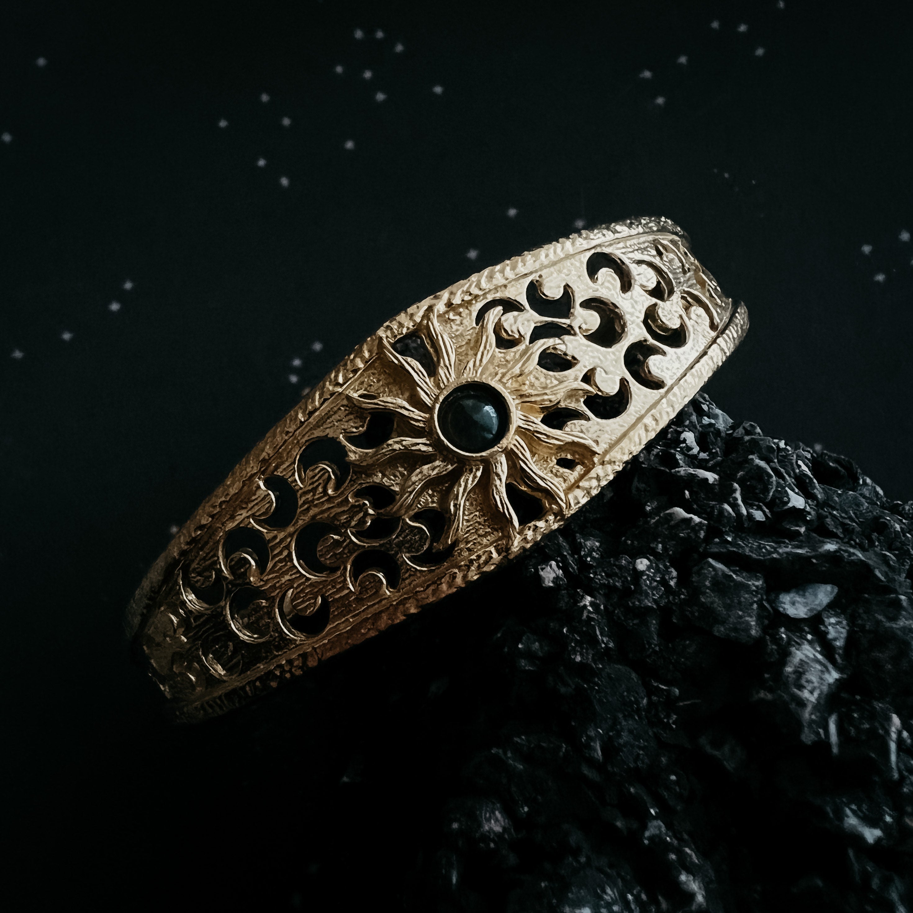 Solar Eclipse Bracelet with Black Opal