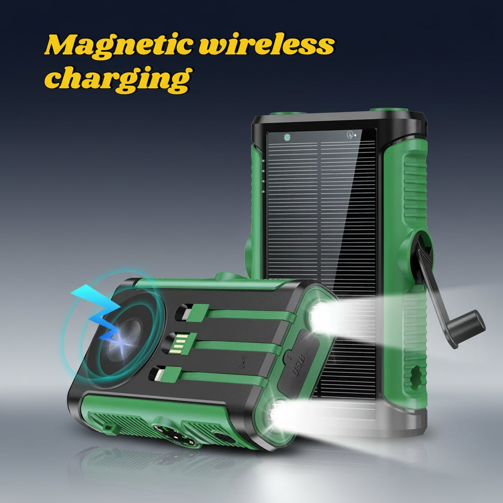 50000Mah Solar Power Bank 22.5W Magnetic Wireless Charging Camping Powerbank with Cables External Battery for Iphone Magsafe