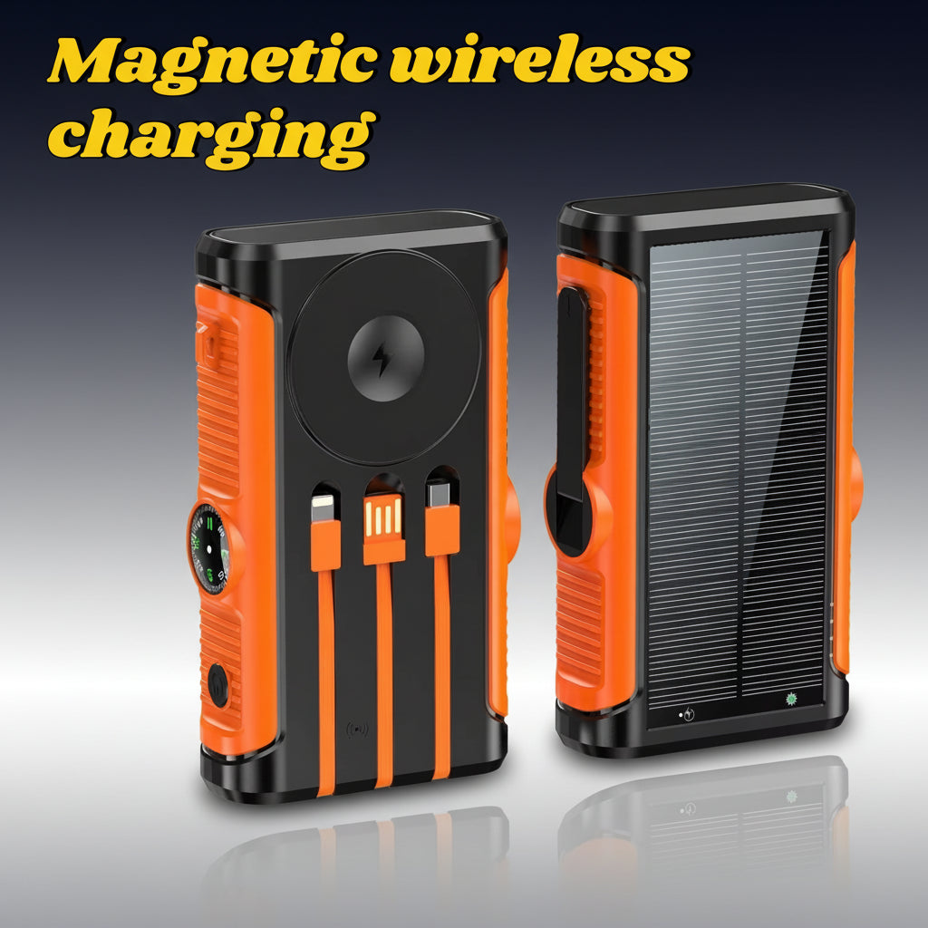 50000Mah Solar Power Bank 22.5W Magnetic Wireless Charging Camping Powerbank with Cables External Battery for Iphone Magsafe